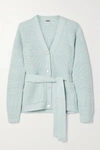 ADAM LIPPES BELTED RIBBED WOOL, SILK AND CASHMERE-BLEND CARDIGAN