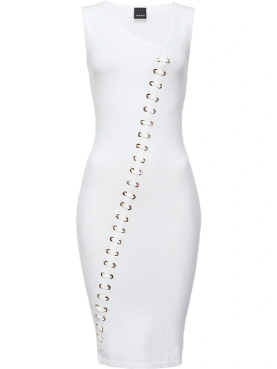 Pinko Lace-up Detail Dress In White