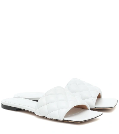 Bottega Veneta 10mm Padded Leather Slide Flats In Optic White
