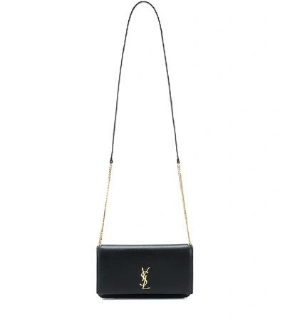 Saint Laurent Cassandre Leather Iphone Shoulder Bag In Noir