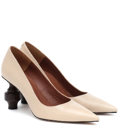 Souliers Martinez Amar Leather Pumps In White