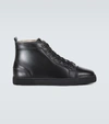 Christian Louboutin Louis High-top Chevron-panel Leather Trainers In Black