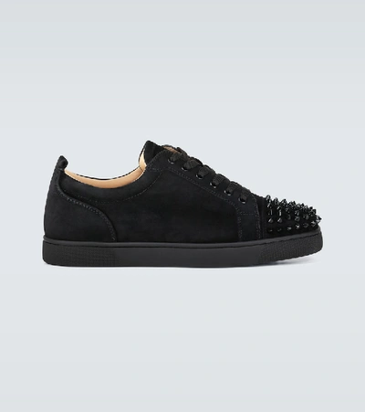 Christian Louboutin Louis Junior Spikes Trainers In Black/black Mat