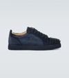 Christian Louboutin Louis Junior Spike-embellished Suede Trainers In Blue