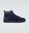Christian Louboutin Louis Orlato Suede Mid-top Sneakers In Blue