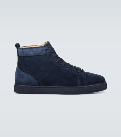 Christian Louboutin Louis Orlato Suede Mid-top Trainers In Blue