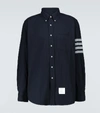 Thom Browne Flannel 4-bar Shirt In Blue