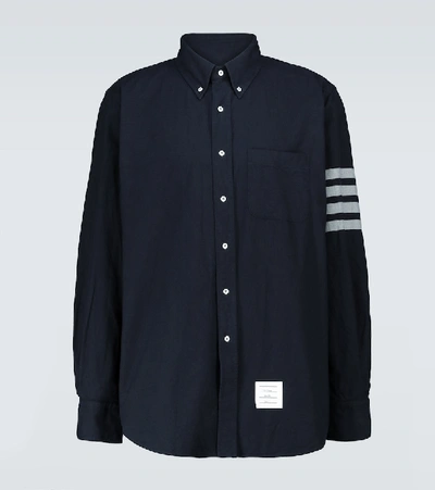 Thom Browne 4-bar纯棉长袖衬衫 In Blue