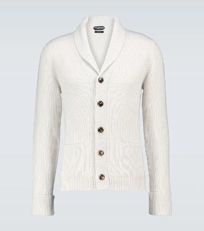 Tom Ford Ribbed-knit Wool And Silk Cardigan In White