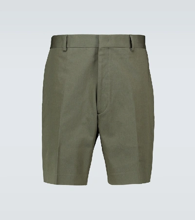 Fendi Stretch Cotton-twill Shorts In Green