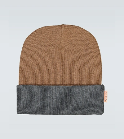 Acne Studios Kaam Reversible Wool Beanie In Brown