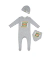 GUCCI BABY COTTON ONESIE, BIB AND HAT SET,P00498743