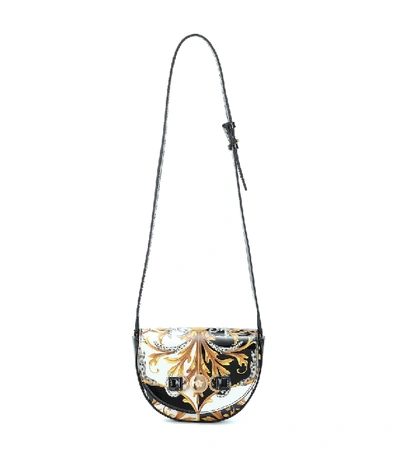 Versace Kids' Baroque Print Patent Leather Bag In Multicolor