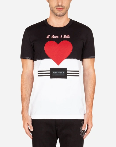Dolce & Gabbana T-shirt With Heart Patch Embellishment In Black