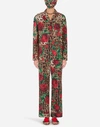 DOLCE & GABBANA ROSE-PRINT PAJAMA SET WITH MATCHING FACE MASK