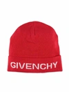 GIVENCHY RED BEANIE WITH LOGO
