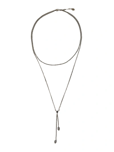 Alexander Mcqueen Double Wrap Skull Necklace In Not Applicable