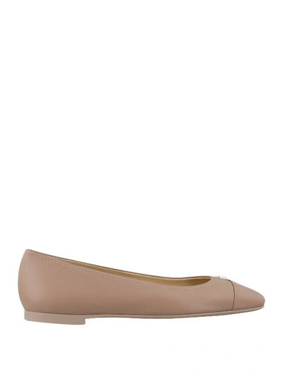 Jimmy Choo Gloris Square-toe Leather Ballet Flats In Pink