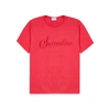 RHUDE RED PRINTED COTTON T-SHIRT,3258612