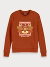 Scotch & Soda Embroidered Cotton-blend Sweatshirt In Brown