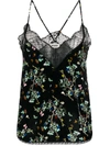 Zadig & Voltaire Christy Velvet Blossom Lace Trim Camisole In Black