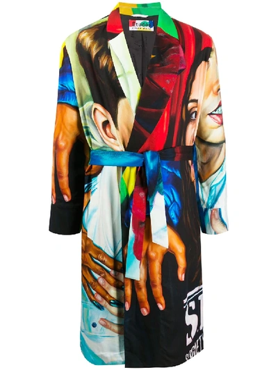 Etudes Studio Long-sleeved Abstract Print Coat In Yellow