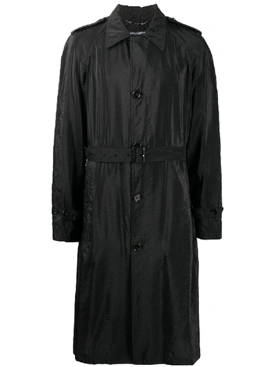 Dolce & Gabbana Ripstop Single-breasted Coat In Black