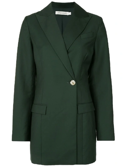 Anna Quan Sienna Double-breasted Twill Blazer In Green