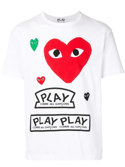 Comme Des Garçons Play Comme Des Garcons Play Men Multiple Heart Logo T-shirt In White