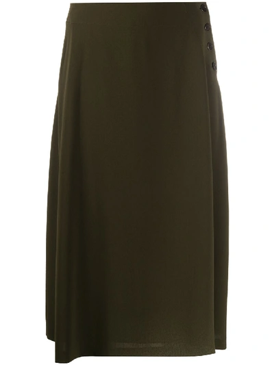 Aspesi High-waist Buttoned Skirt In Green