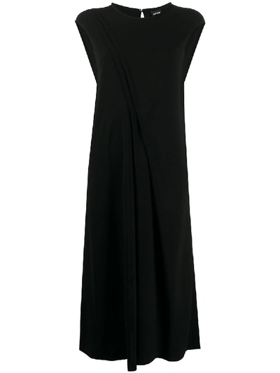 Aspesi Draped-detail Midi Dress In Black