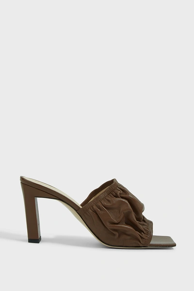 Wandler Ava Ruched-leather Mules In Brown