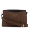 Guess Lyndi Small Triple Compartment Girlfriend Crossbody In Chestnut Multi