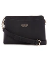 Guess Lyndi Small Triple Compartment Girlfriend Crossbody In Black