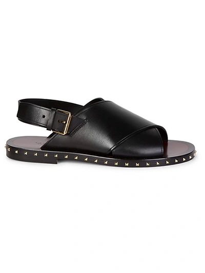 Valentino Garavani Studded Leather Sandals In Nero