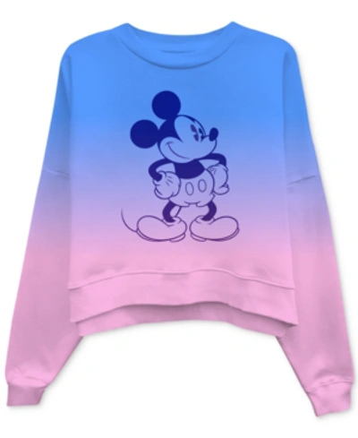 Disney Juniors' Mickey Mouse Dip-dyed Sweatshirt In Blue/pink