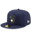 New Era Milwaukee Brewers Authentic Collection 59fifty Fitted Cap In Lightnavy