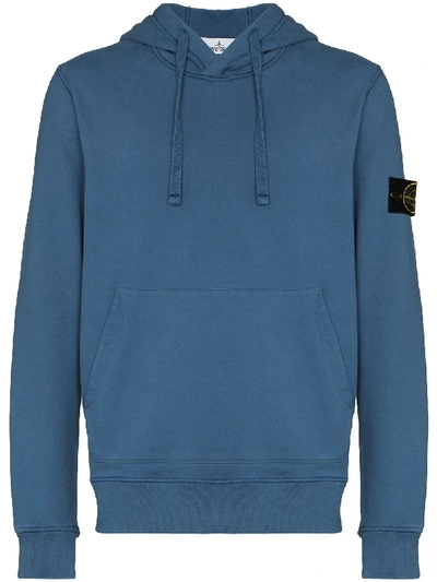 Stone Island Compass Patch Logo Classic Hoodie In Blue