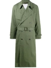 Kenzo Draping Trench Coat In Green