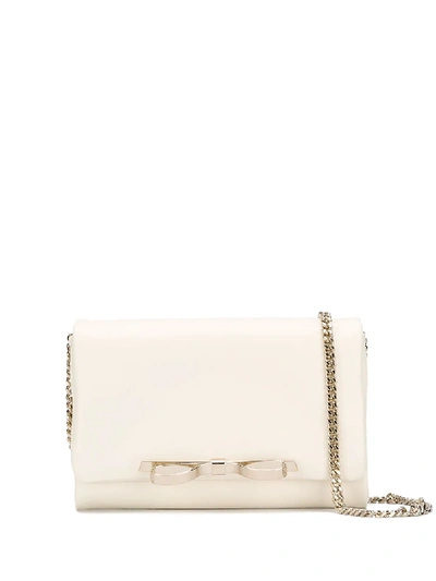 Red Valentino Chain Shoulder Strap With Gold Bow In Beige
