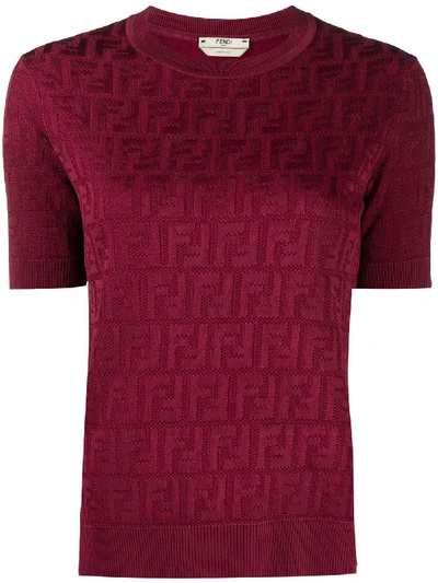 Fendi Ff-logo Print Short-sleeved T-shirt In Red