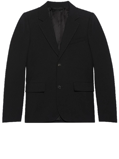 Balenciaga Curved Shoulder Wool Twill Jacket In 1000-black
