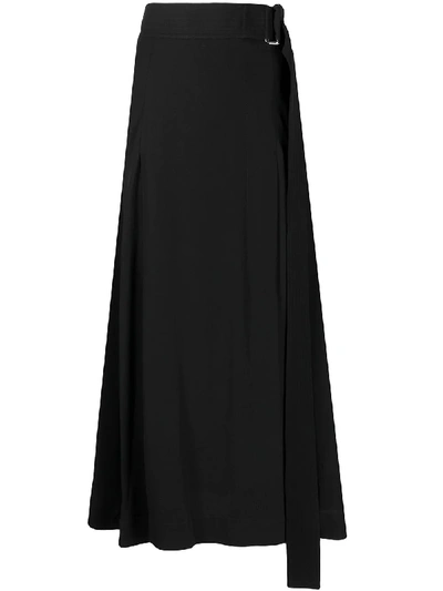 Victoria Beckham Belted Open-back Flare Skirt In Black
