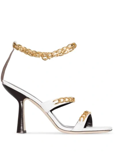 By Far Gina Chain-trimmed Leather Sandals In White