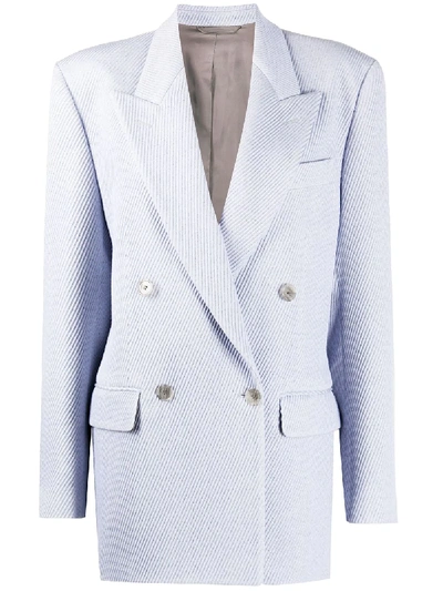 Acne Studios Double-breasted Twill Jacket Lilac/grey In Blue
