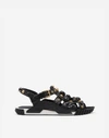 DOLCE & GABBANA NS1 SANDALS IN COWHIDE WITH STONE EMBROIDERY