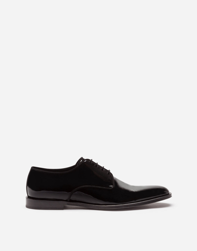 Dolce & Gabbana Glossy Patent Leather Derby Shoes In Black