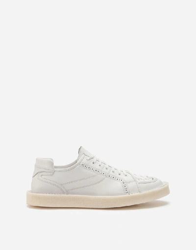 Dolce & Gabbana Calfskin Nappa Modigliani Lace-up Sneakers In White