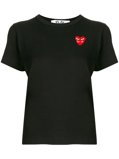 Comme Des Garçons Play Logo Hear Print T-shirt In Black