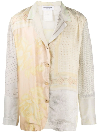 Marine Serre Mix-print Silk Shirt In Neutrals
